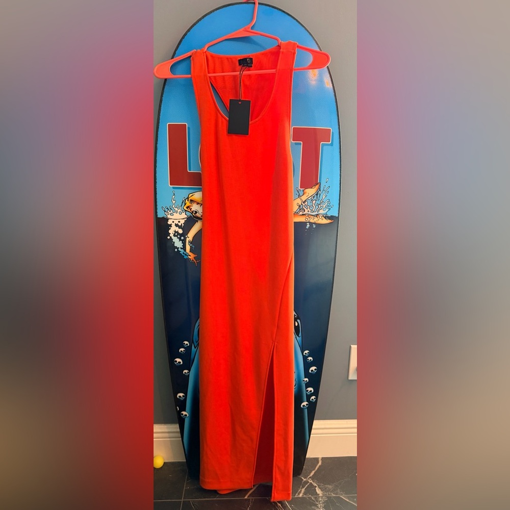 NBD Adilia Midi Dress in Red Orange S